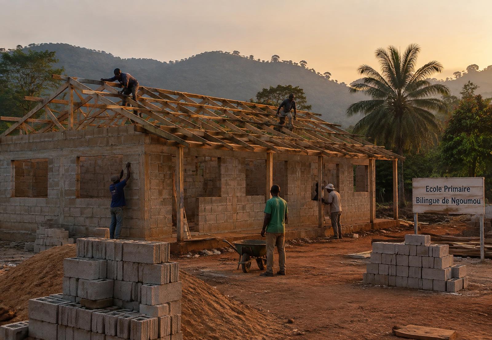 Children outside their school in Cameroon